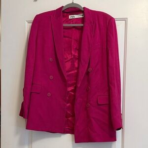Zara Fuchsia Double-Breasted Blazer